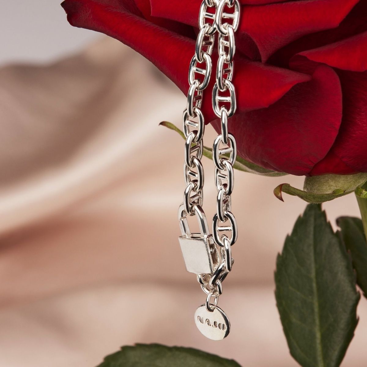 NAJO Love Lock Silver Chain Bracelet (18.5cm)