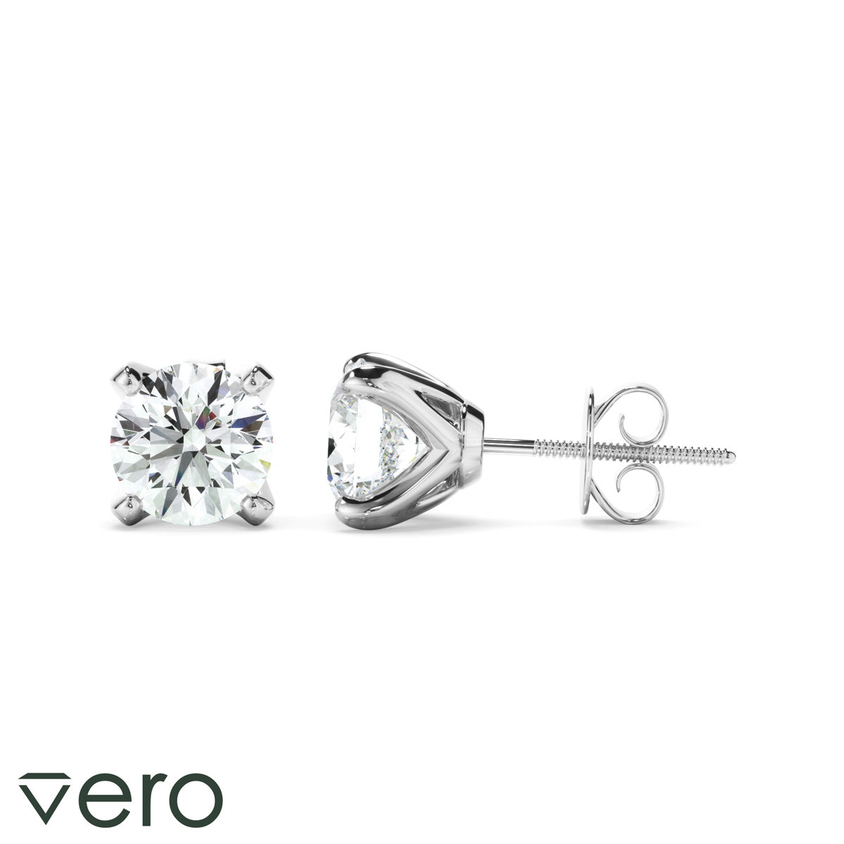 1ct Round Brilliant Cut Lab Grown Diamond Stud Earrings