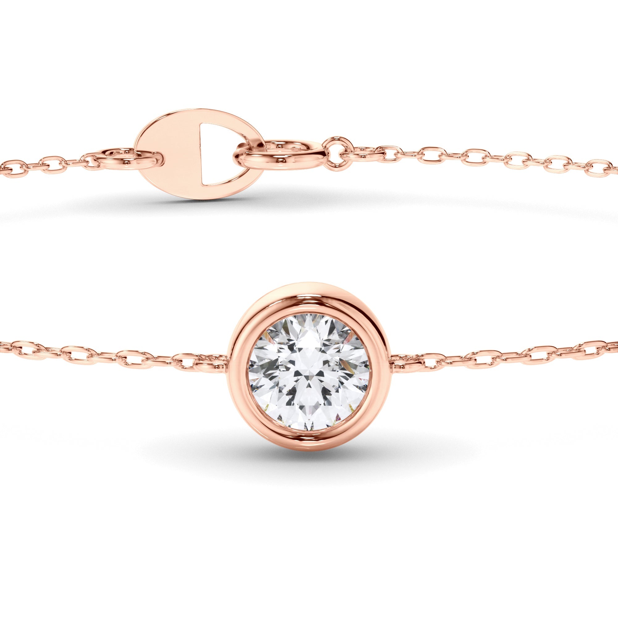 3-Stone Bezel Set Round Brilliant Cut Natural Mined Diamond Bracelet