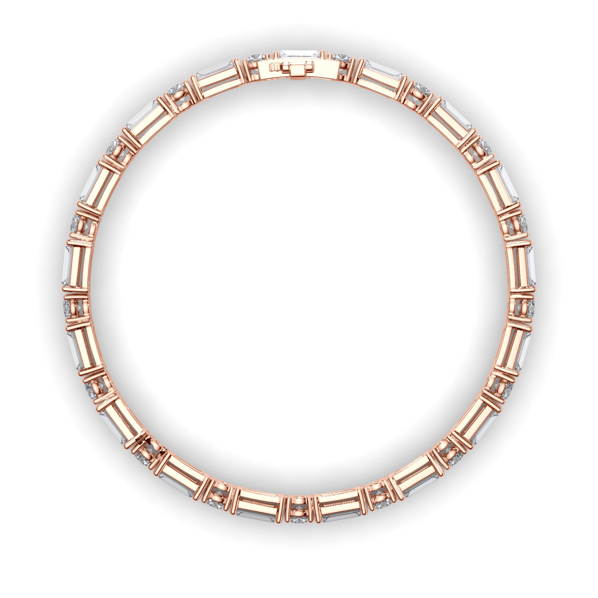 Round Brilliant & Baguette Cut Natural Mined Diamond Tennis Bracelet