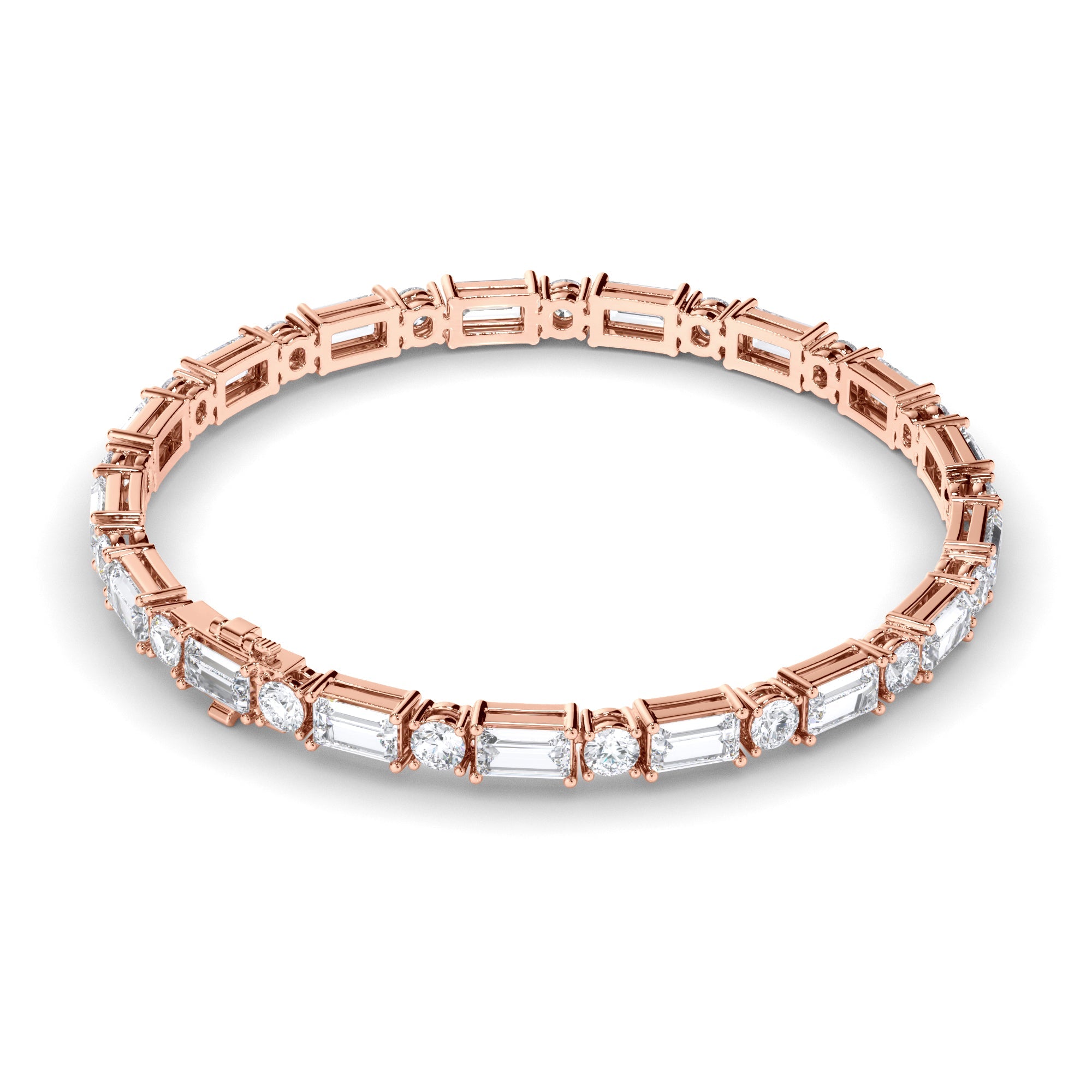 Baguette & Round Brilliant Cut Laboratory Grown Diamond Tennis Bracelet
