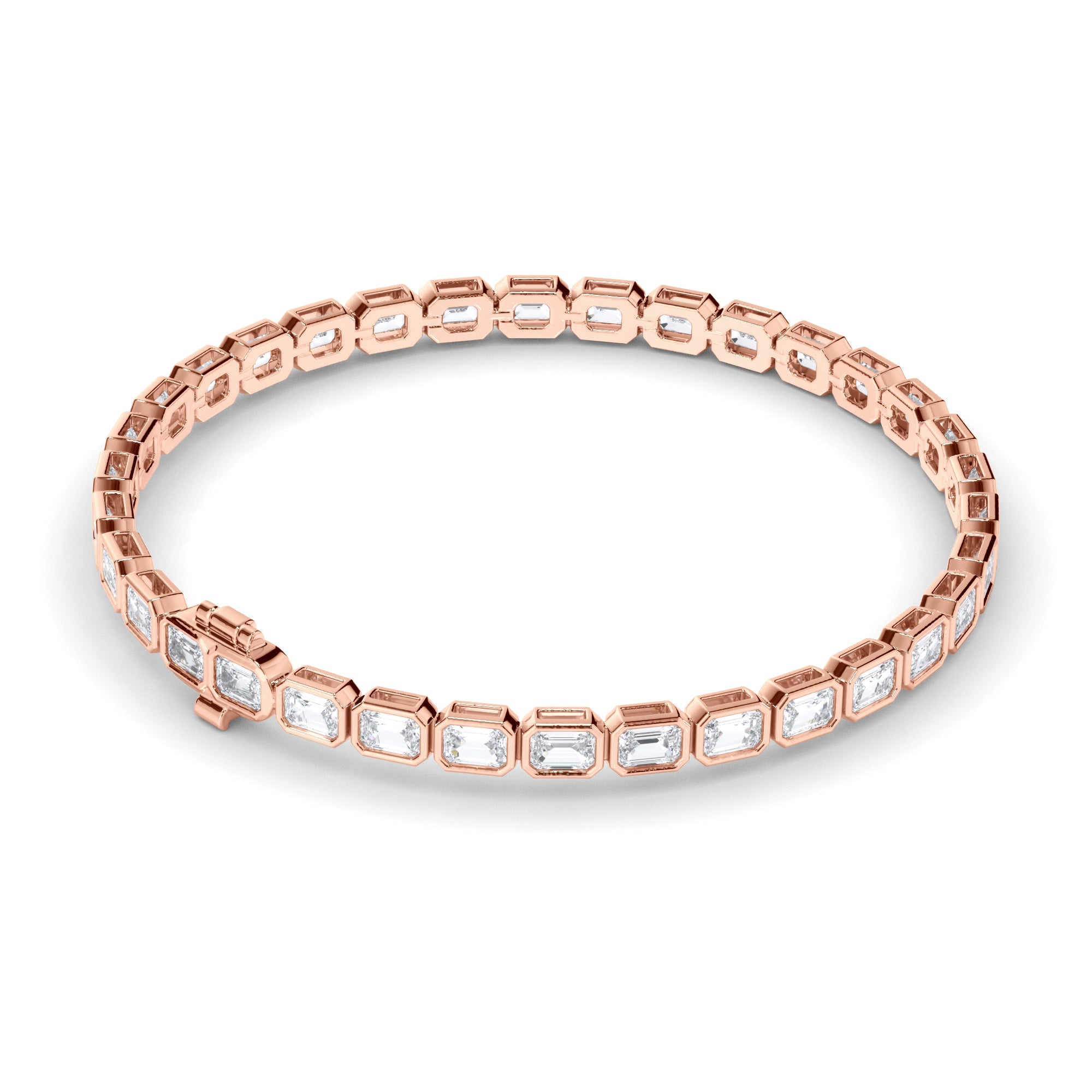 Emerald Cut Laboratory Grown Diamond Tennis Bracelet