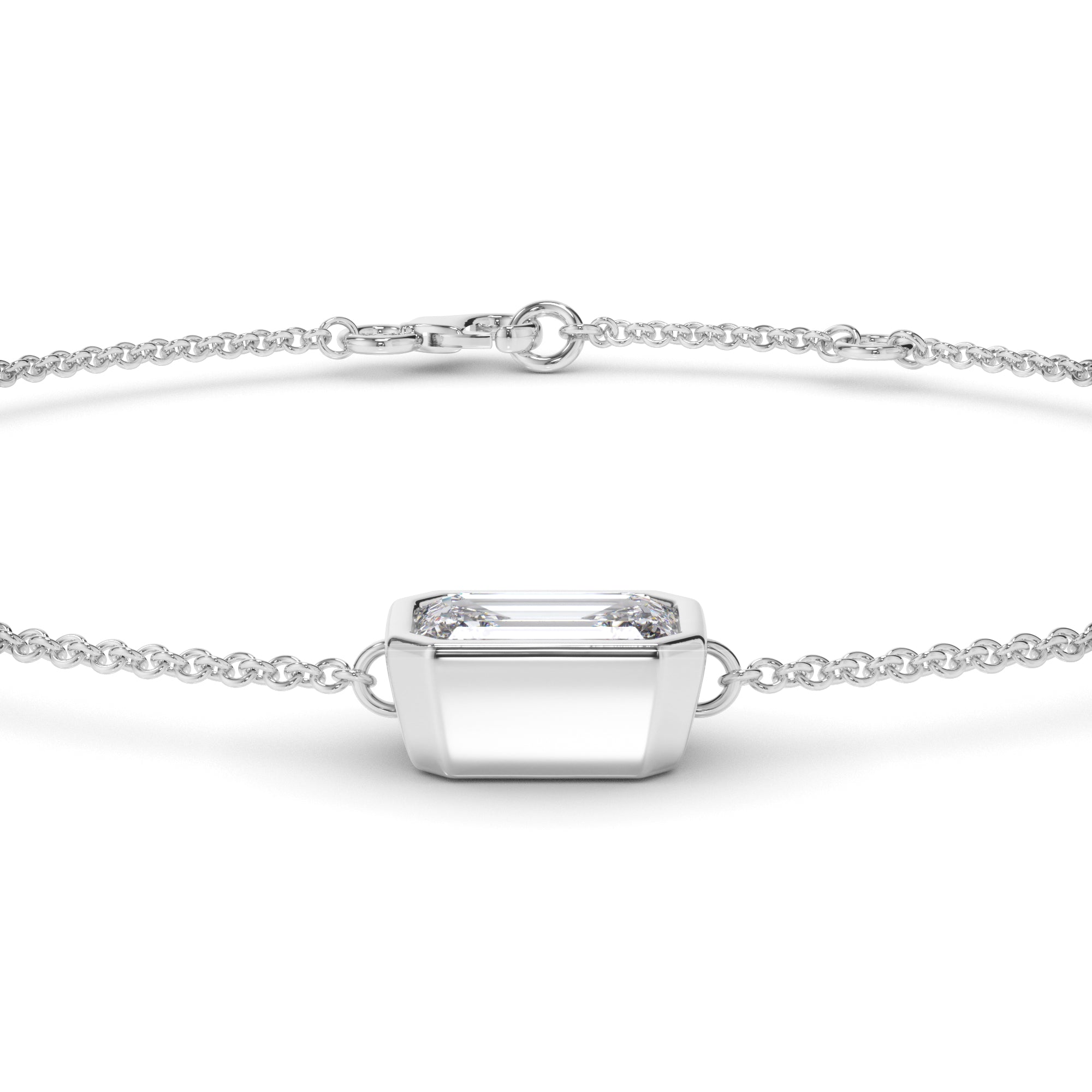 Emerald Cut Diamond Bezel Set Bracelet