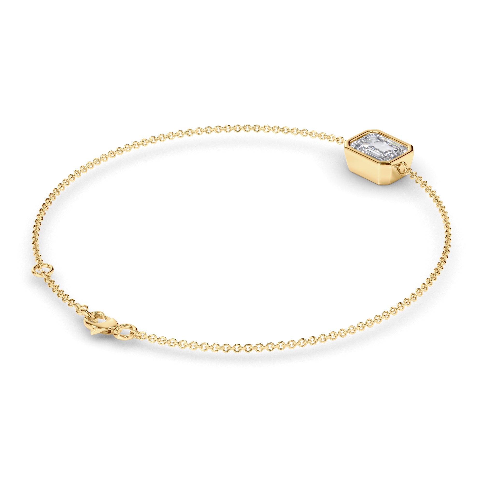 Emerald Cut Diamond Bezel Set Bracelet