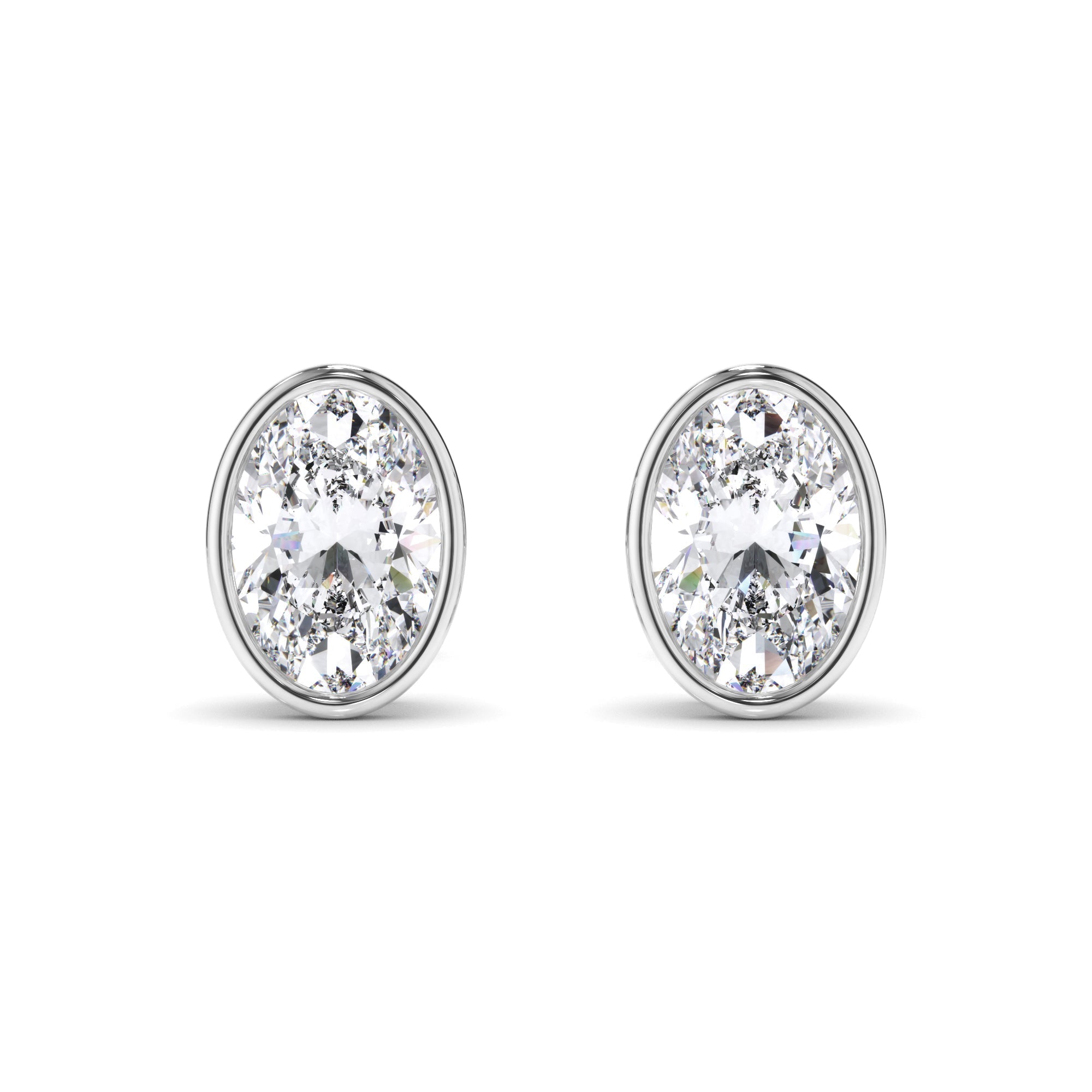Oval Cut Diamond Bezel Set Stud Earrings