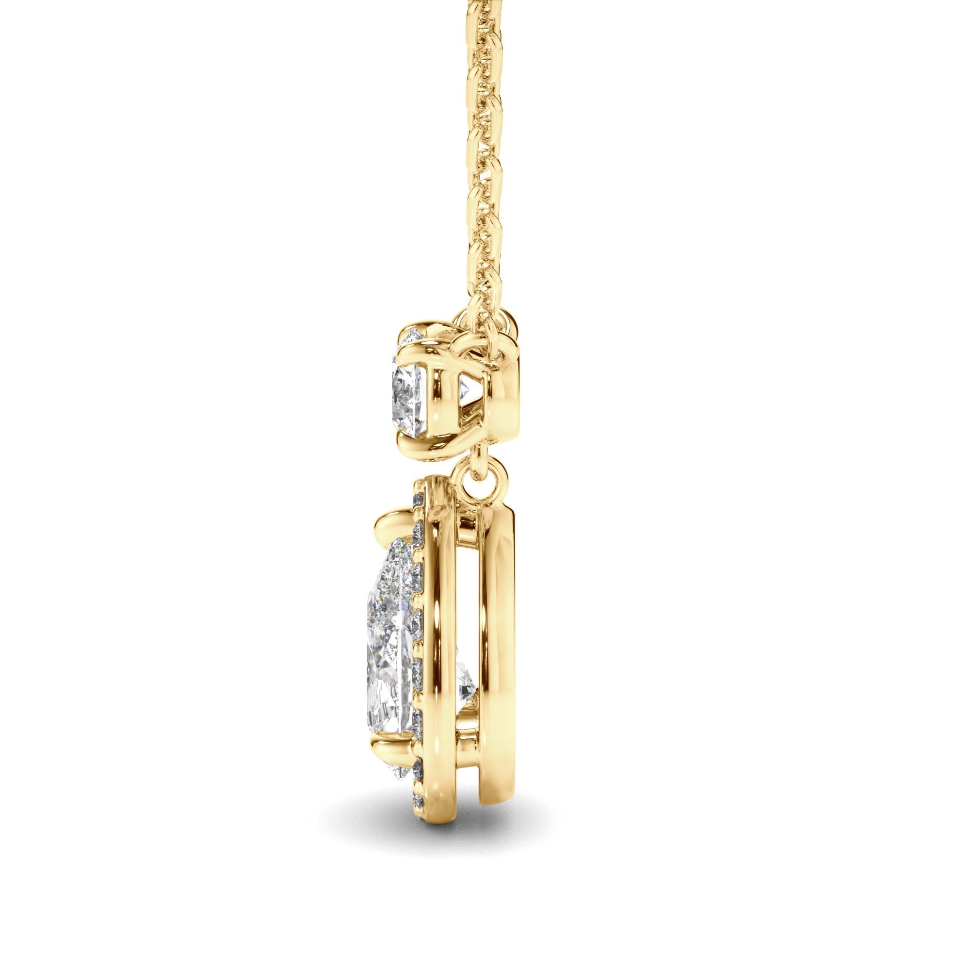 Pear Cut Diamond Halo Drop Pendant