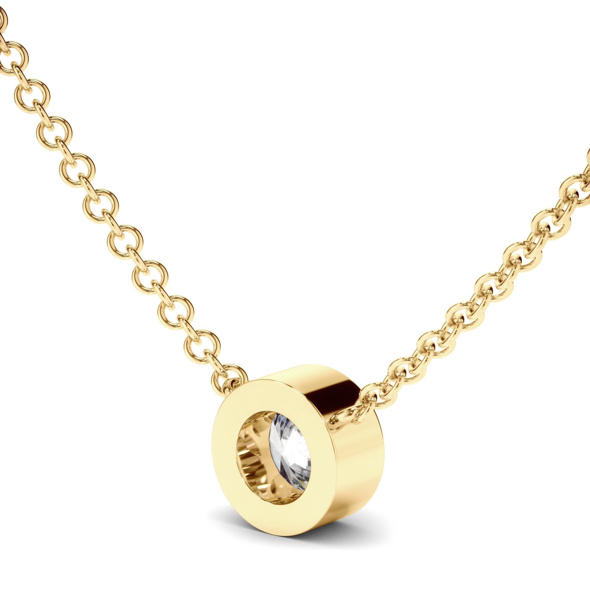 Round Brilliant Cut Diamond Bezel Set Necklet