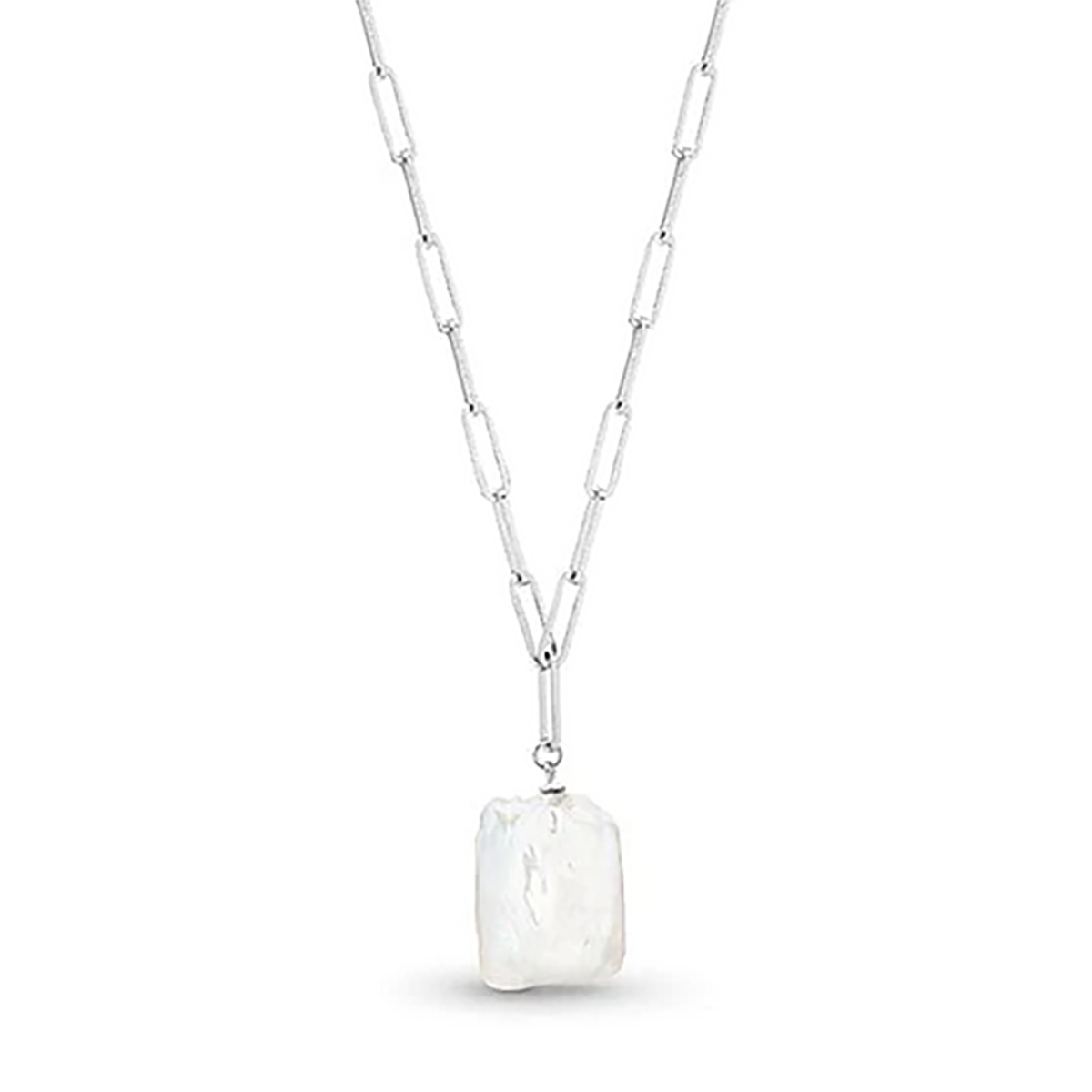 Sterling Silver Regal Links Pearl Necklace