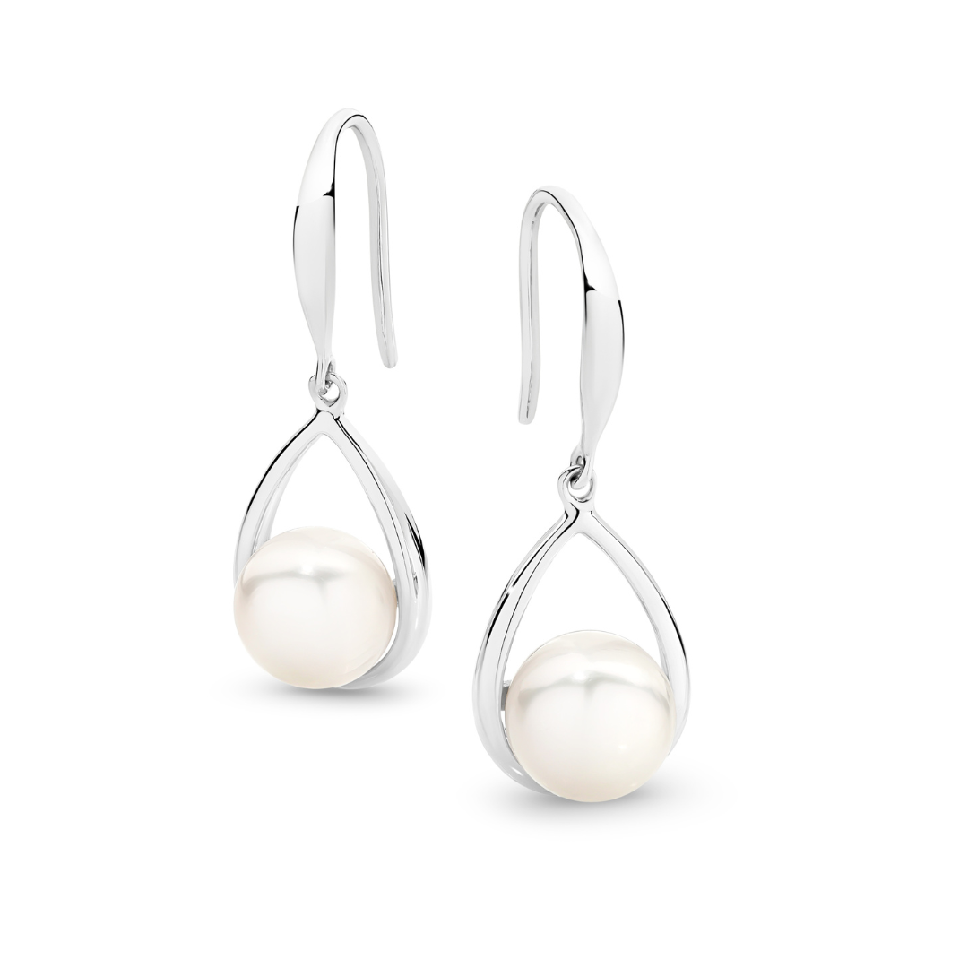 Sterling Silver Beryl Pearl Drop Earrings