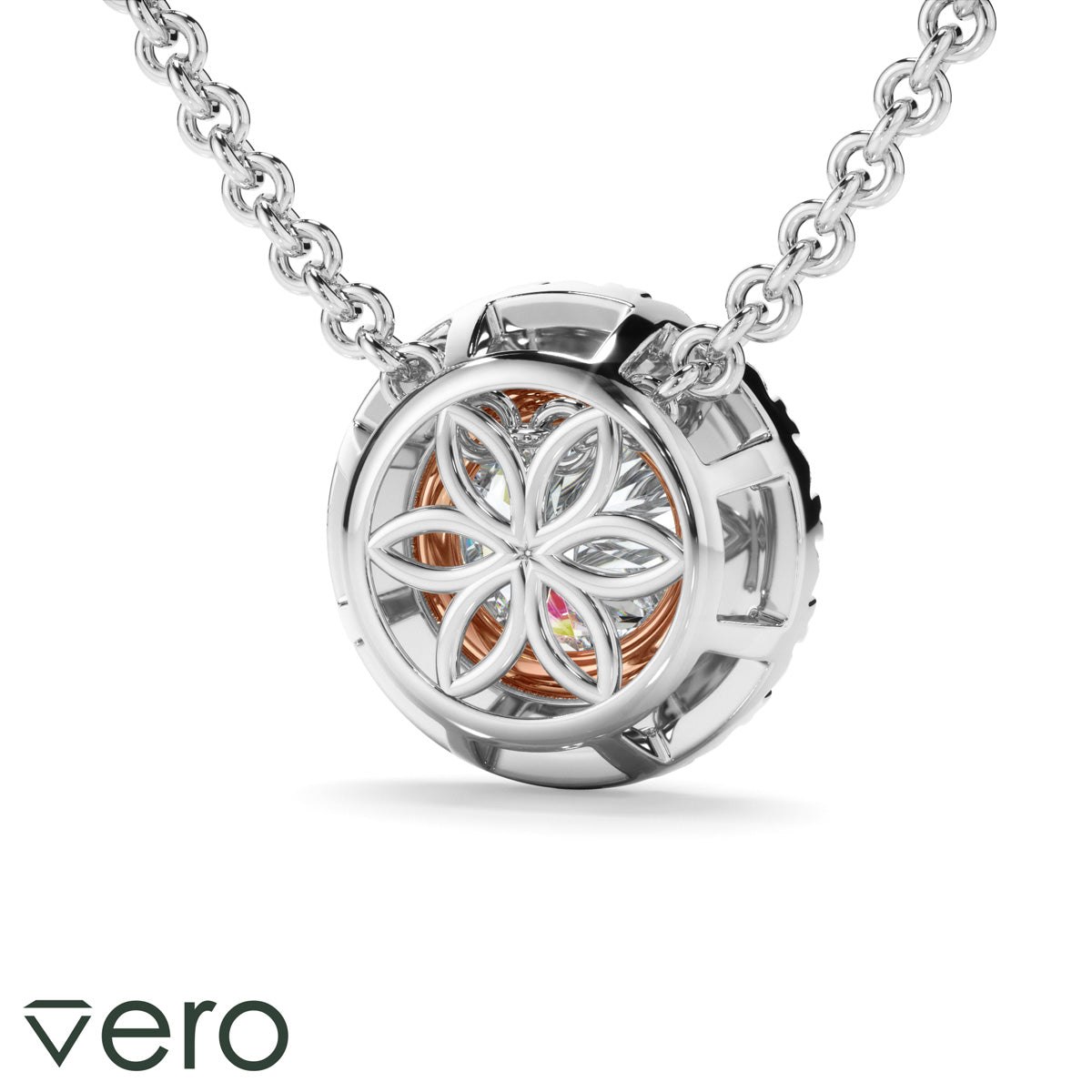 0.70ct Round Brilliant Cut Lab Grown Diamond Halo Necklet