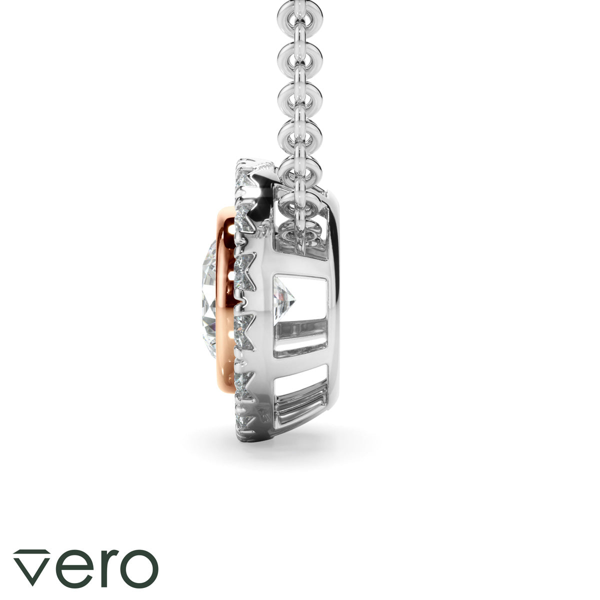 0.70ct Round Brilliant Cut Lab Grown Diamond Halo Necklet