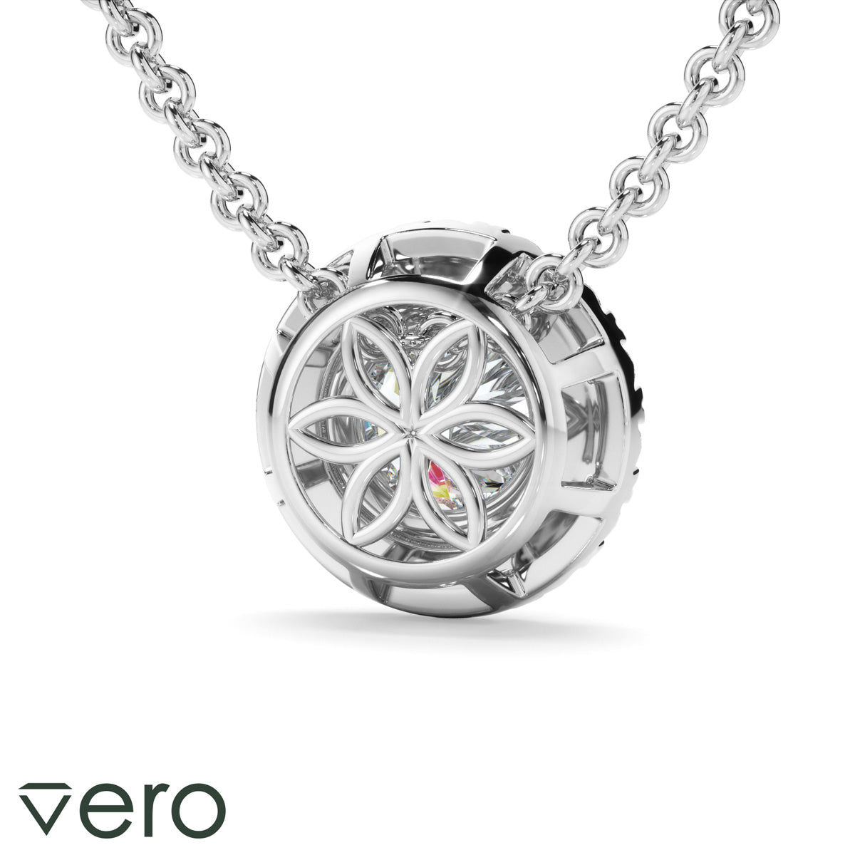 0.70ct Round Brilliant Cut Lab Grown Diamond Halo Necklet