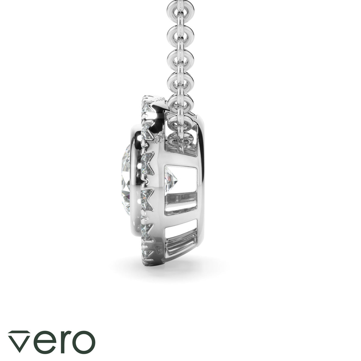 0.70ct Round Brilliant Cut Lab Grown Diamond Halo Necklet