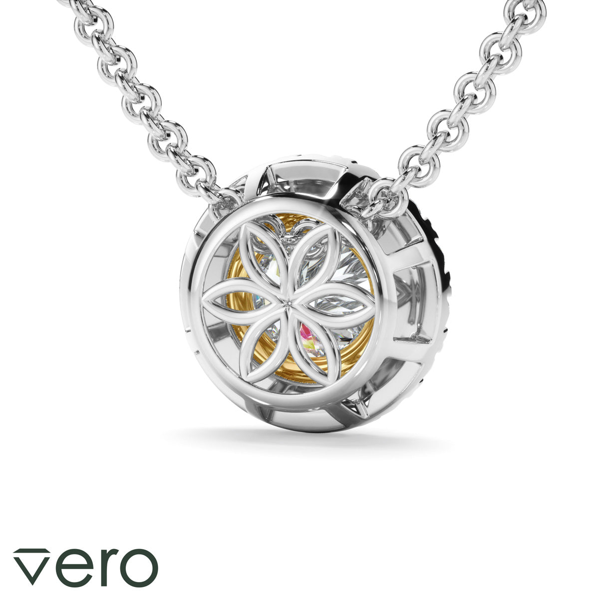 0.70ct Round Brilliant Cut Lab Grown Diamond Halo Necklet