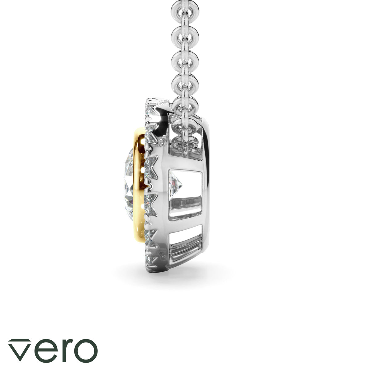 0.70ct Round Brilliant Cut Lab Grown Diamond Halo Necklet