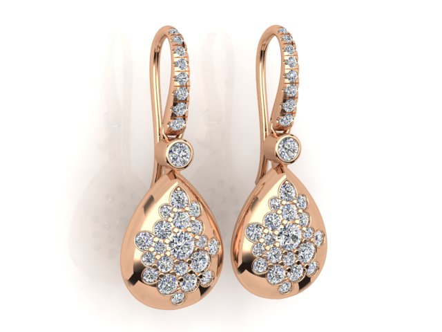 18ct Rose Gold Diamond Drop Earrings