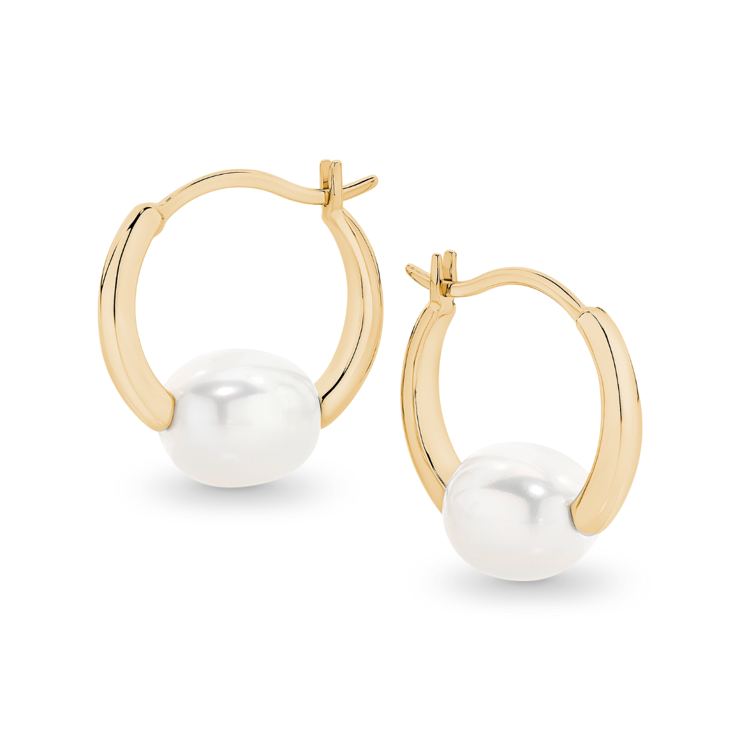 Sterling Silver Freya Pearl Hoop Earrings