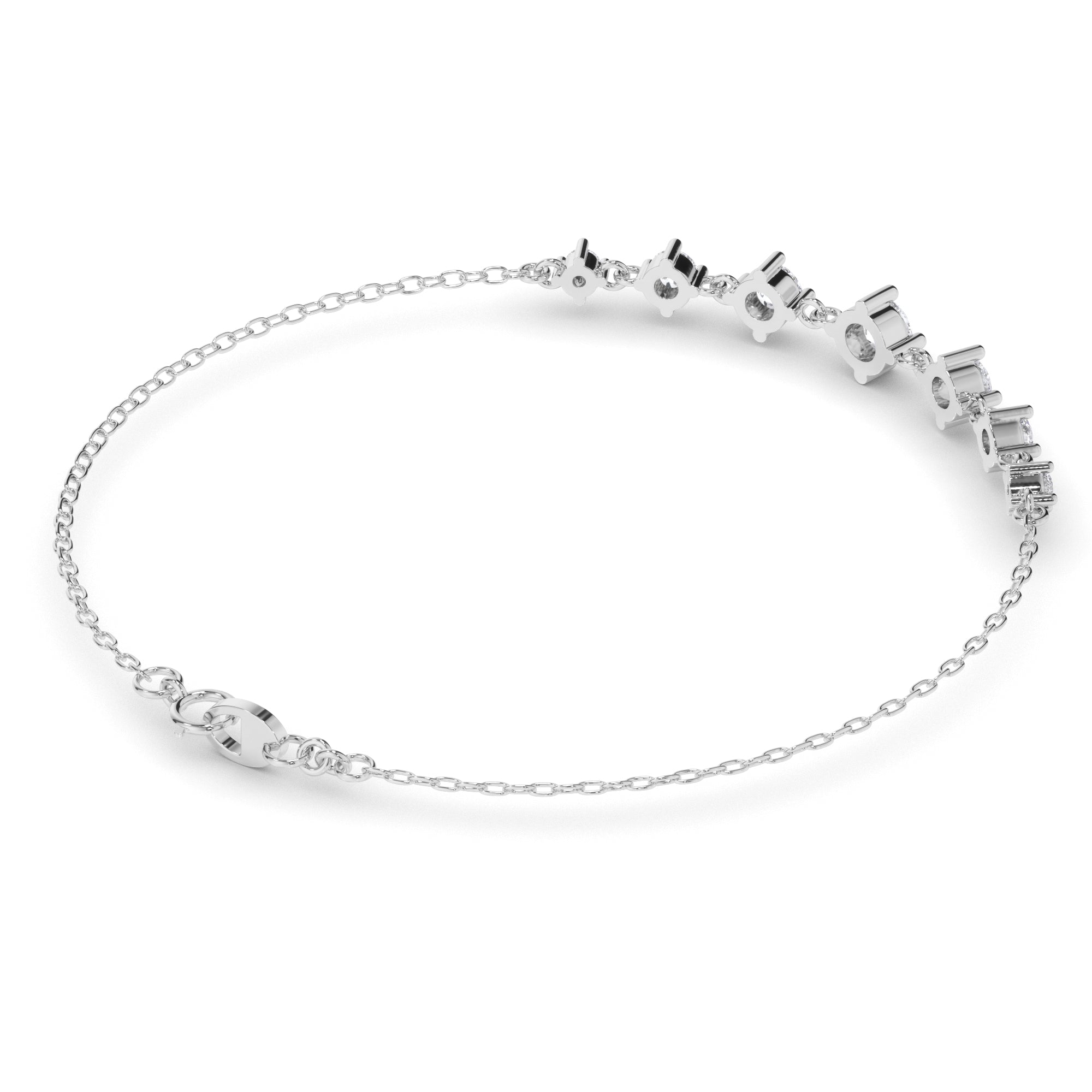 Graduating Round Brilliant Cut Natural Mined Diamond Bracelet