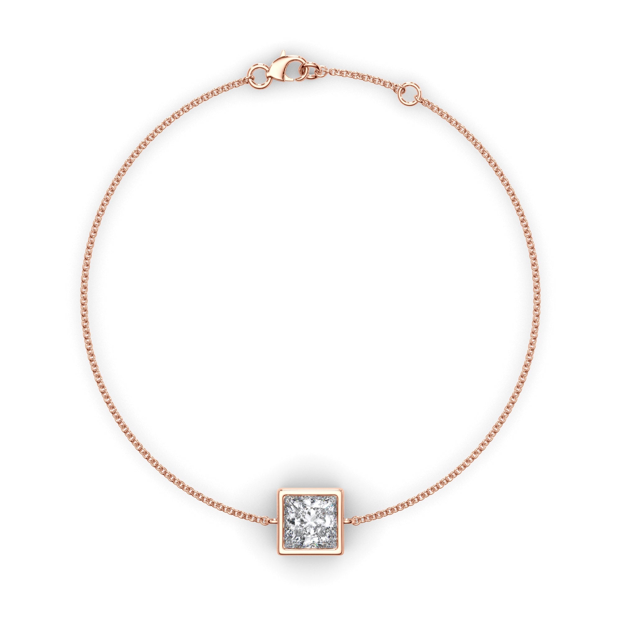 Princess Cut Diamond Bezel Set Bracelet