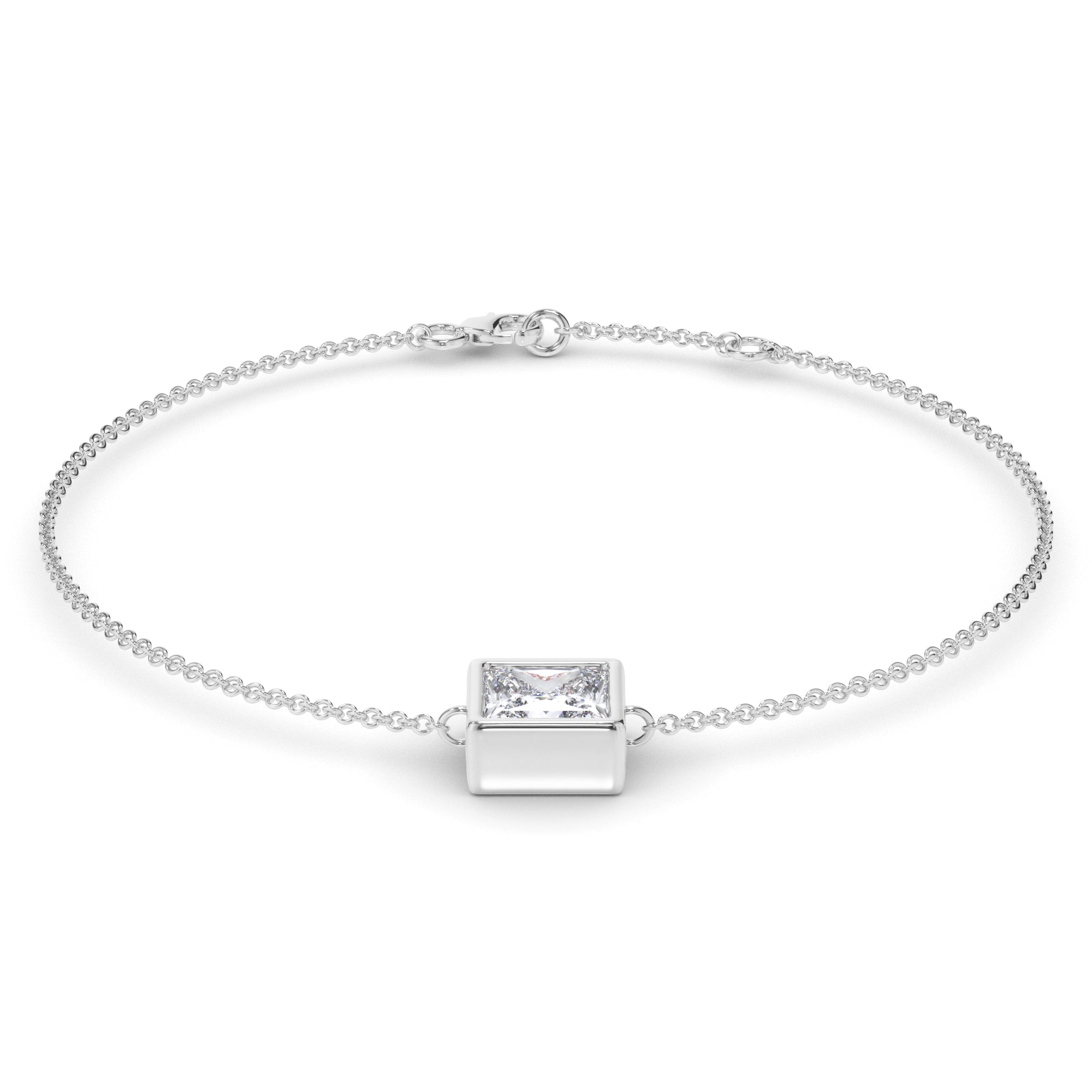Princess Cut Diamond Bezel Set Bracelet