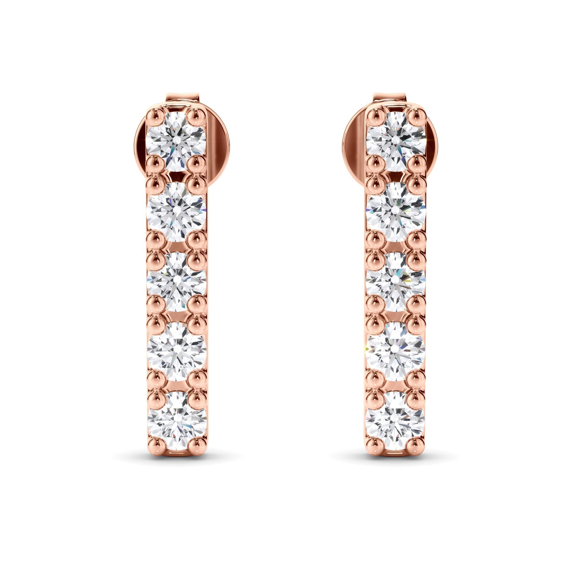 5-Stone Round Brilliant Cut Diamond Bar Earrings