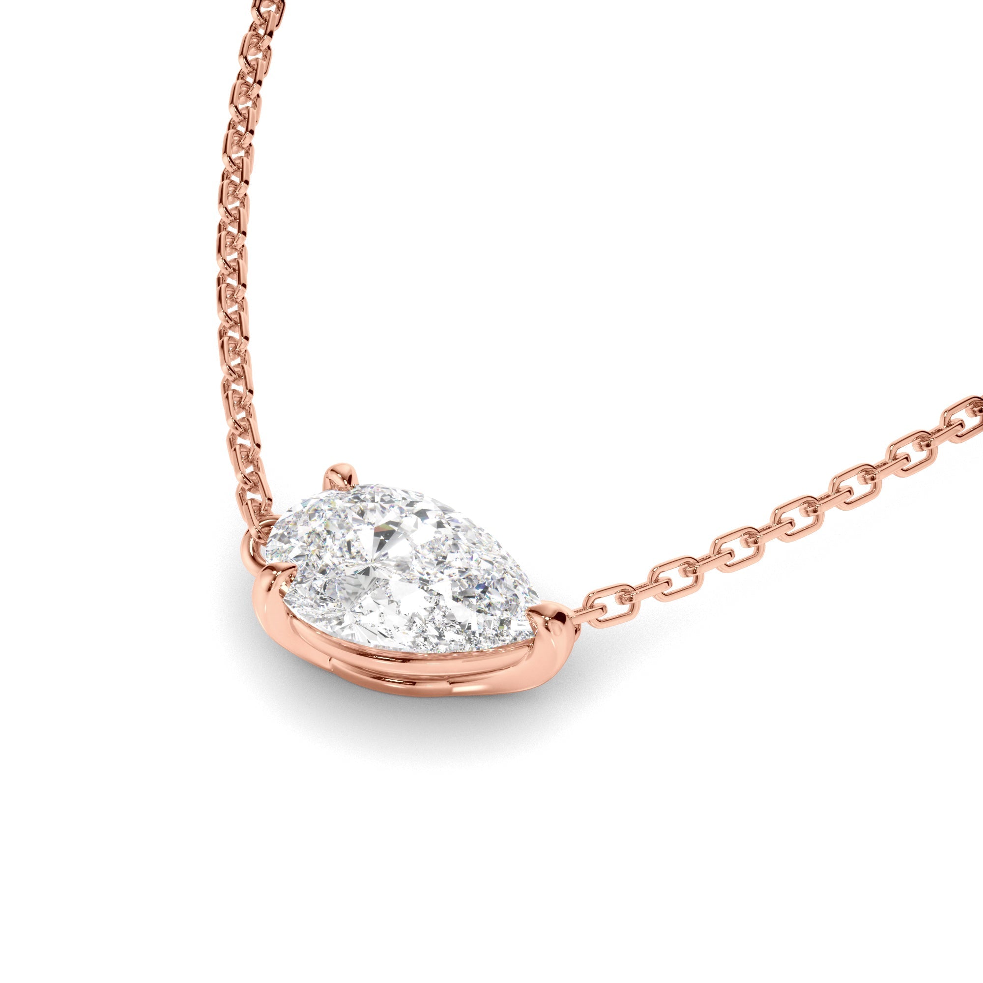 East West Pear Cut Diamond Necklet