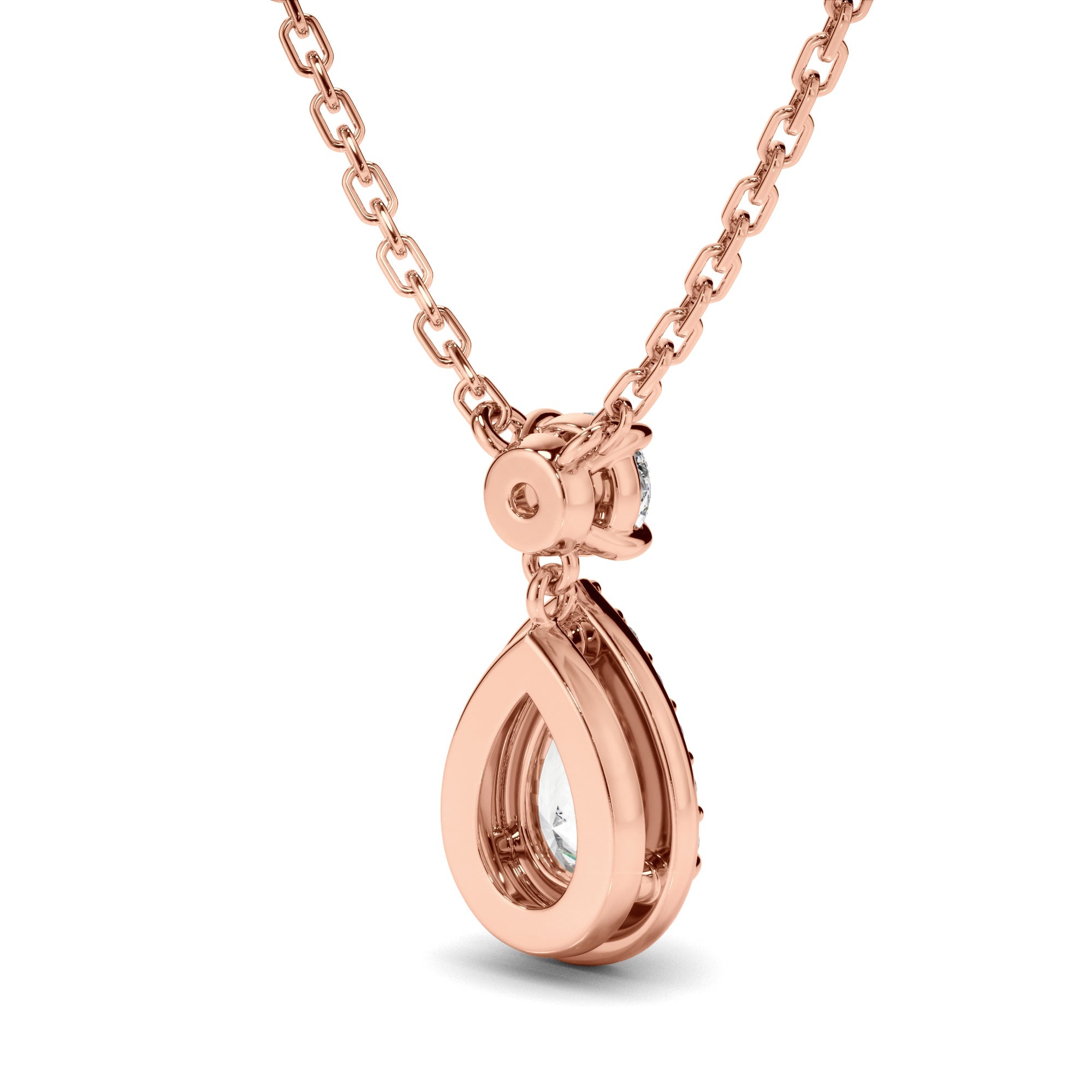 Pear Cut Diamond Halo Drop Pendant